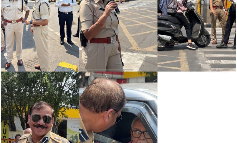 इन्दौर के चार चौराहों पर, चलाया विशेष यातायात जागरूकता अभियान 1 InShot 20250328 070029239
