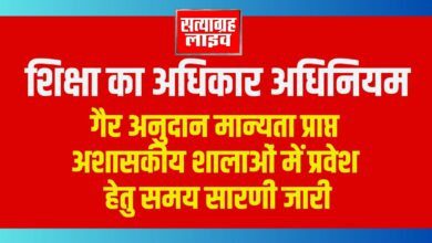बड़वानी । शिक्षा का अधिकार अधिनियम के तहत गैर अनुदान मान्यता प्राप्त अशासकीय शालाओं में प्रवेश हेतु समय सारणी जारी 7 WEB TEMPLET 2