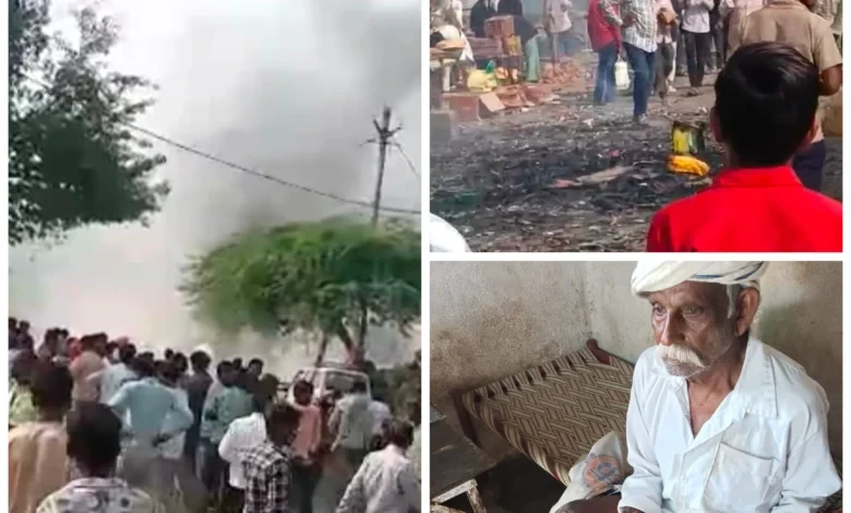 पटाखा बाजार में भीषण आग — 5 लोग झुलसे, कही बाइकें और एक मकान जलकर खाक — गंधवानी में मचा हड़कंप! 1 fcd44ae8a94edd3e6daa6ca1663d61b6d5db338a70dae89d0119ae307416cf2e